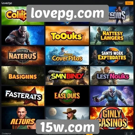 Análise da variedade de jogos disponíveis no lovepg.com